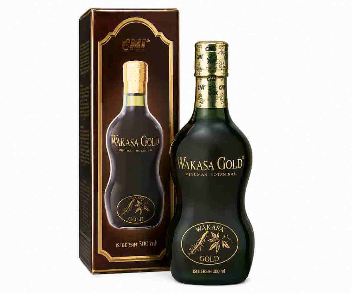 Jual Wakasa Gold dan W Sun Wakasa CNI: Pilihan Produk, Ukuran, Harga dan Cara Beli 1 Ilustrasi Wakasa Gold Mini CNI 300 ml dengan botol dan kotak kemasan berwarna gelap serta aksen emas.